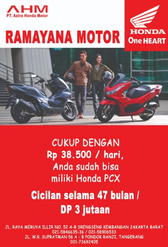 CUKUP DENGAN Rp.38.500/ hari, anda sudah bisa memiliki Honda PCX  