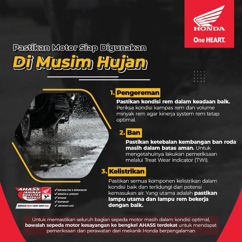 PASTIKAN MOTOR SIAP DIGUNAKAN DI MUSIM HUJAN
